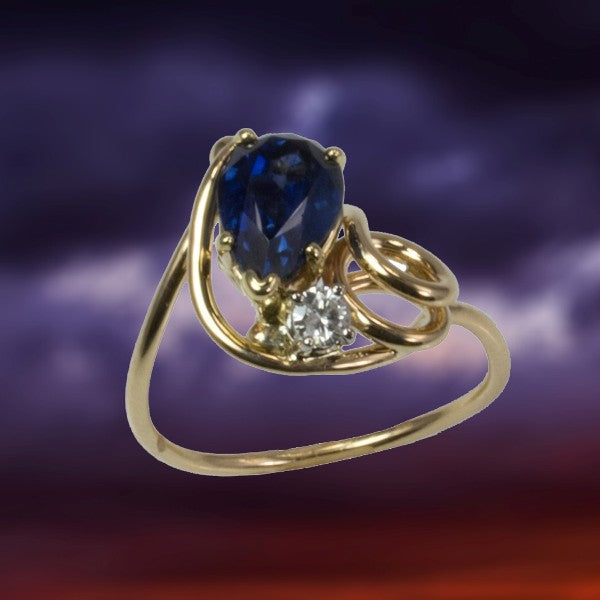 &quot;Twilight With Star&quot; Sapphire &amp; Diamond Ring