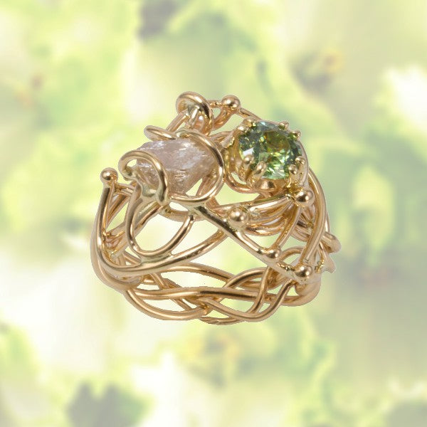&quot;Spring Promise&quot; Andralite Garnet Ring