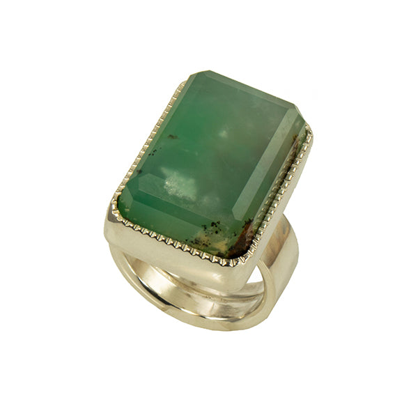 &quot;Sea, Sky and Clouds&quot; Chrysoprase Ring