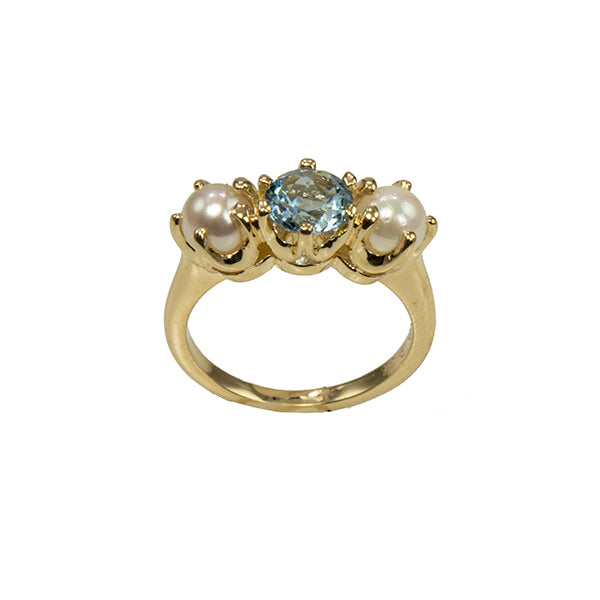 &quot;Precious Treasures&quot; Pearl and Aquamarine Ring