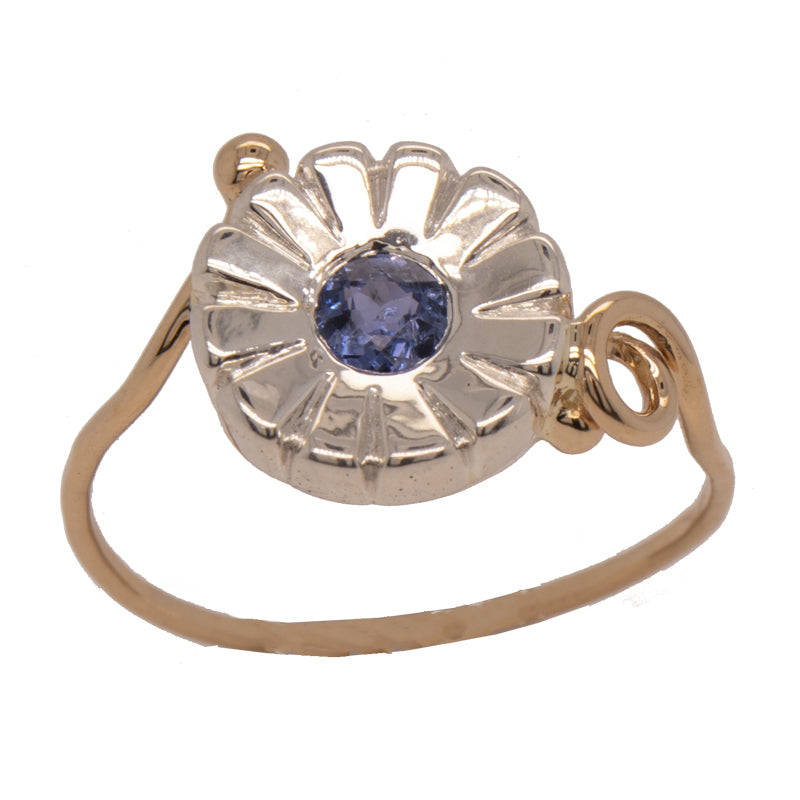 Blue Sapphire hand carved flower ring