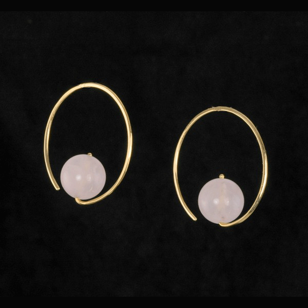 Rose Quartz &quot;Saturn Hoop&quot; Earrings