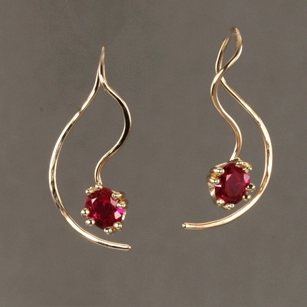 &quot;Ruby with a Twist of Gold&quot; Earrings