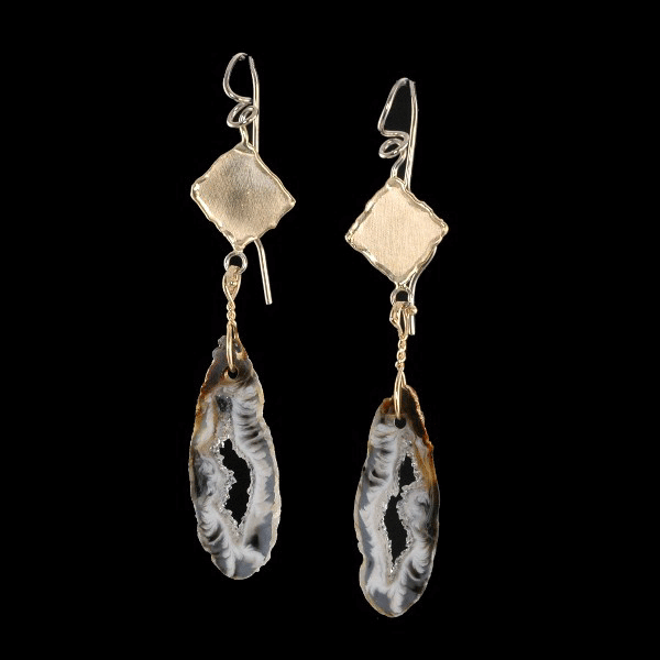 Feathered &quot;Zebra Agate&quot; Drop Earrings