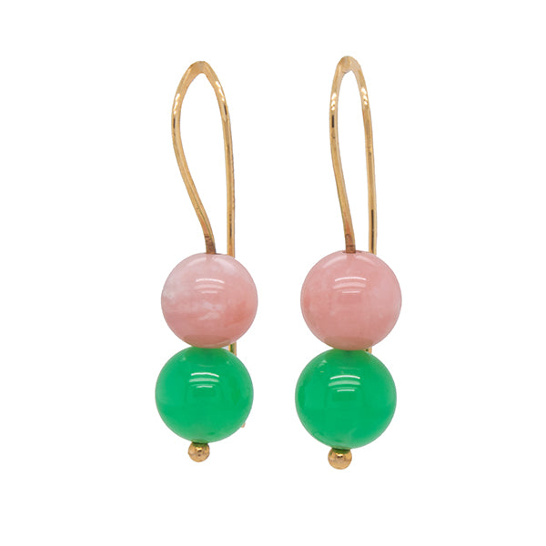 Pink Opal &amp; Chrysoprase French Wire Earrings
