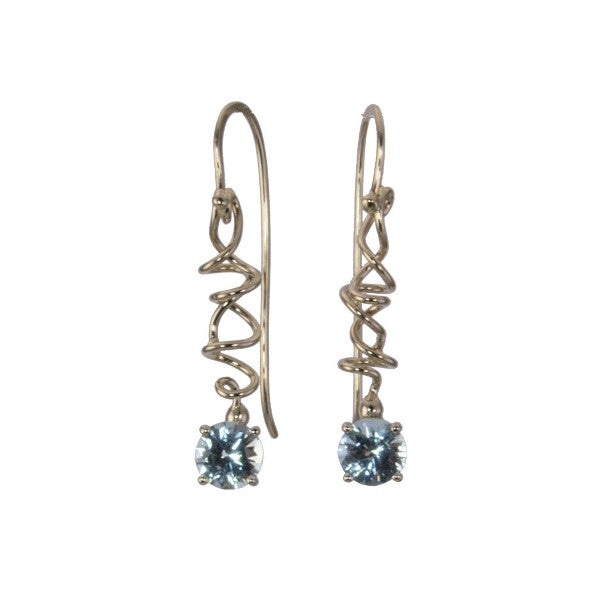 &quot;Curly Vine Sweetheart&quot; Aquamarine Earrings