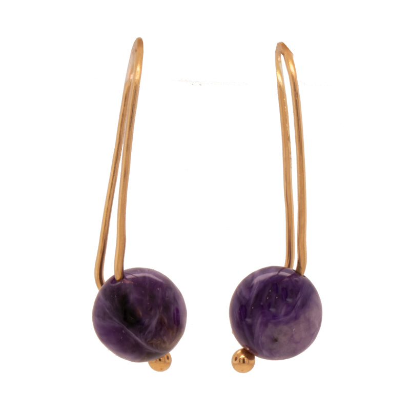 Charoite Bead French Wire Earrings
