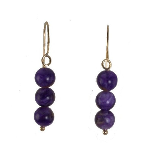 &quot;Royal Scribe&quot; Charoite Earrings