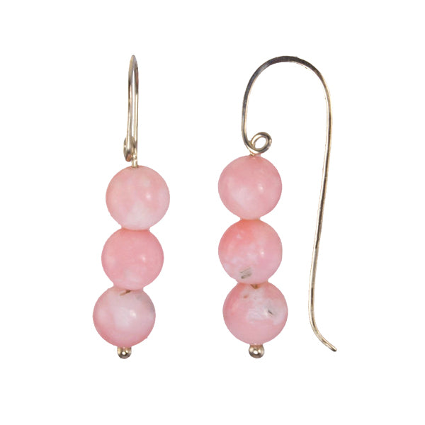 Pink Opal Bead French Wire Earrings