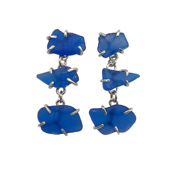 &quot;Deep Blue&quot; Sea Glass Earrings