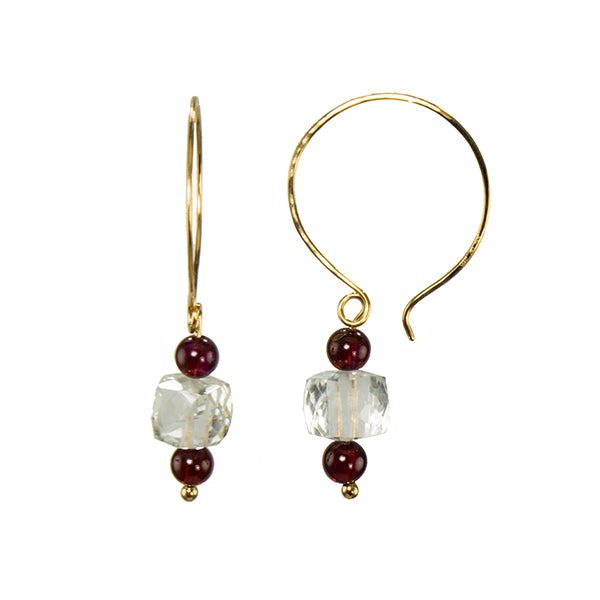 &quot;Moscato on Ice&quot; Garnet and Rock Crystal Earrings