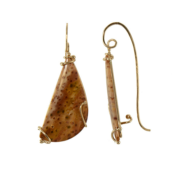 &quot;Double Identity&quot; Petrified Palm Wood Earrings