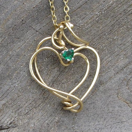 Entwined Hearts Emerald Pendant