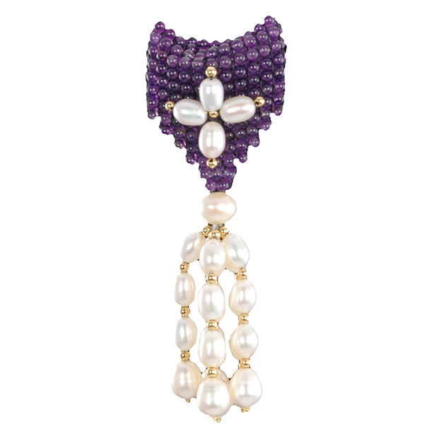 Amethyst Bead and Pearl Pendant