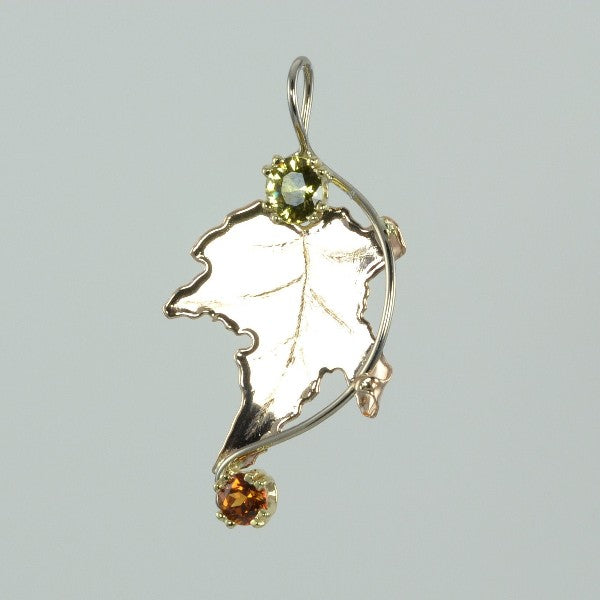 &quot;Dew Drop&quot; Leaf Shakudo Pendant