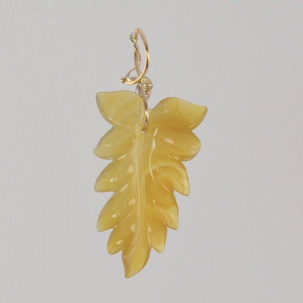 &quot;Autumn Leaf&quot; Yellow Agate Pendant