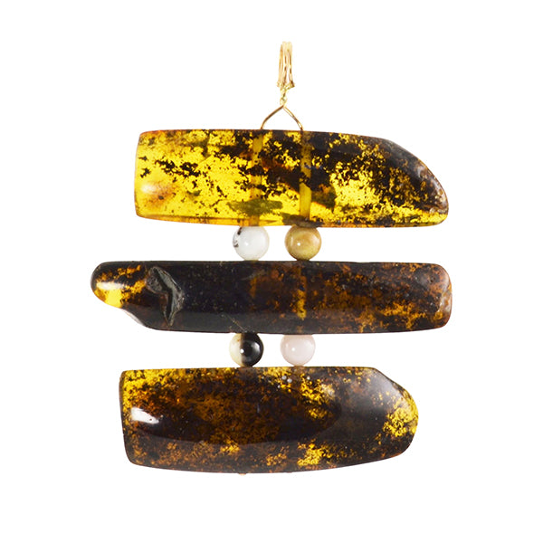 Amber Nugget and Amazonite Bead Pendant