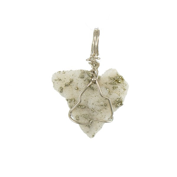 &quot;Foolish Heart&quot; Pyrite on Quartz Pendant