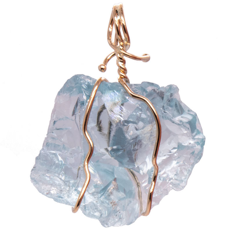 Blue Topaz crystal seaweed wrap pendant
