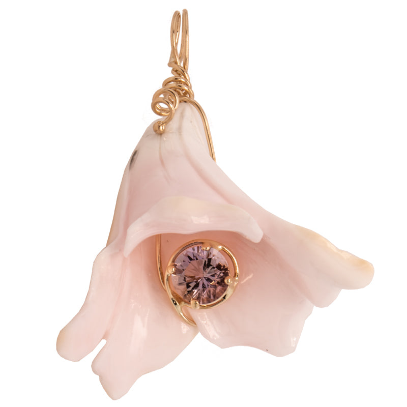 Amethyst &amp; Queens Conch Shell Pendant