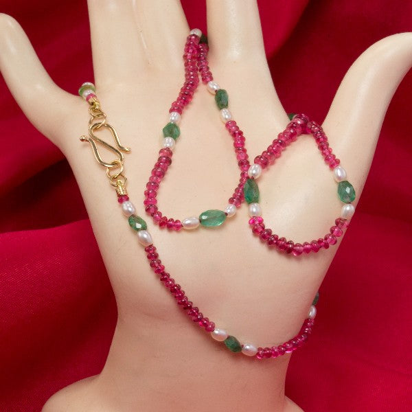 &quot;Happy Face&quot; Spinel, Emerald, &amp; Pearl Necklace