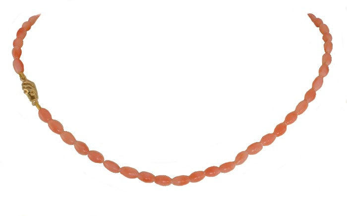 Oval Cut Coral Bead Necklace