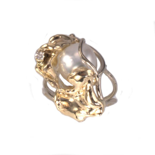 &quot;Breaking Waves&quot; Silver Pearl Splash Ring