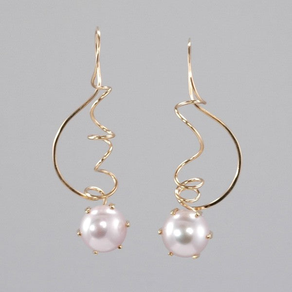 &quot;Pink Satin Pearl&quot; Swirl Grace Earrings