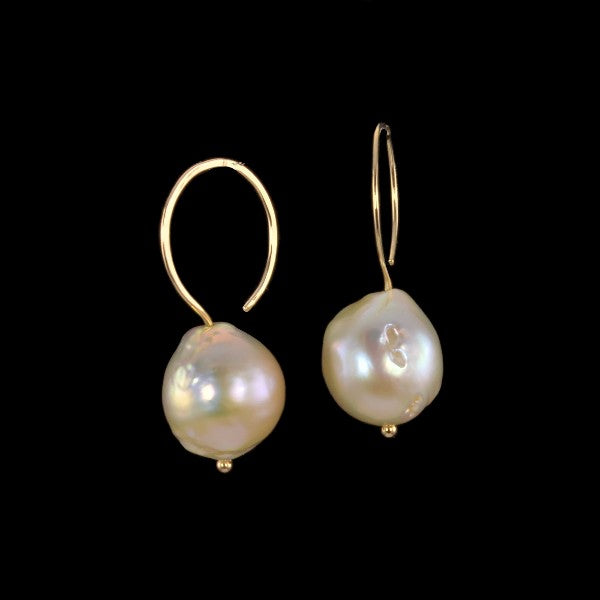 &quot;Summer Peaches&quot; Pearl &quot;Saturn Hoops&quot; Earrings