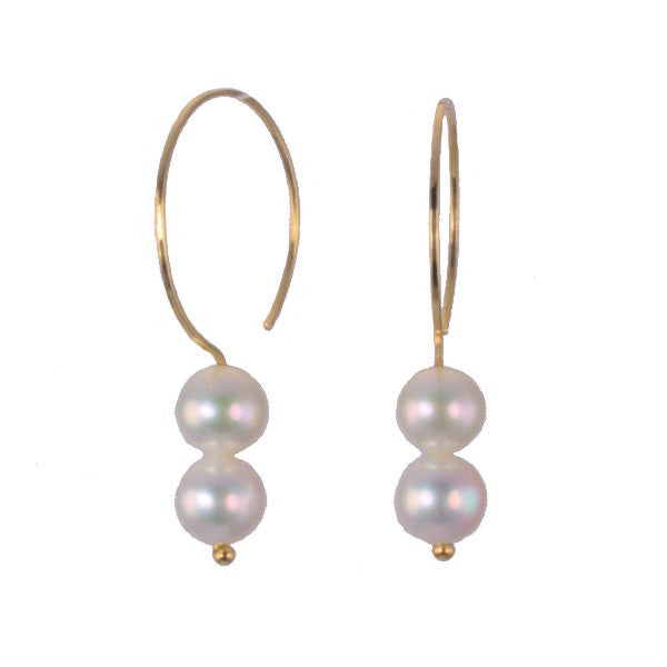 &quot;White Pearl Saturn Hoops&quot;