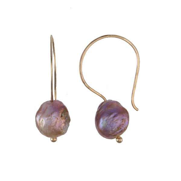 Chinese Baroque Pearl Saturn Hoop Earrings