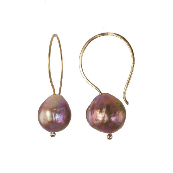 Baroque Pearl Saturn Hoops Earrings