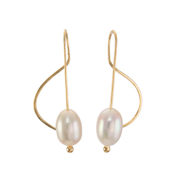 &quot;Harmony&quot; White Pearl Earrings