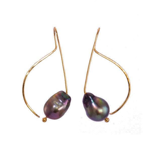 &quot;Classic Grace&quot; Black Tahitian Pearl Earrings
