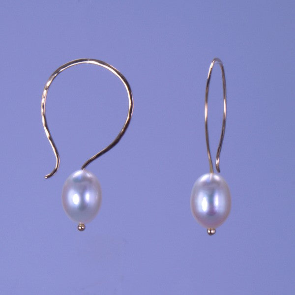 &quot;White Pearl Saturn Hoops&quot; Earrings