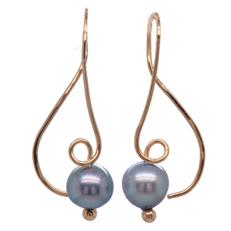 Blue Pearl French Wire Earrings