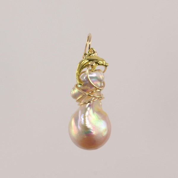 &quot;Over the Foam&quot; Dolphin/ Pearl Pendant