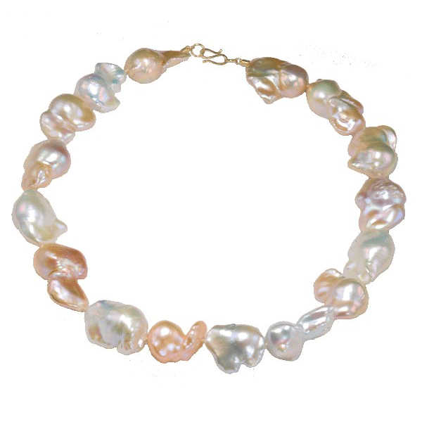 Natural Color Extra Large Chinese Baroque Pearl Strand