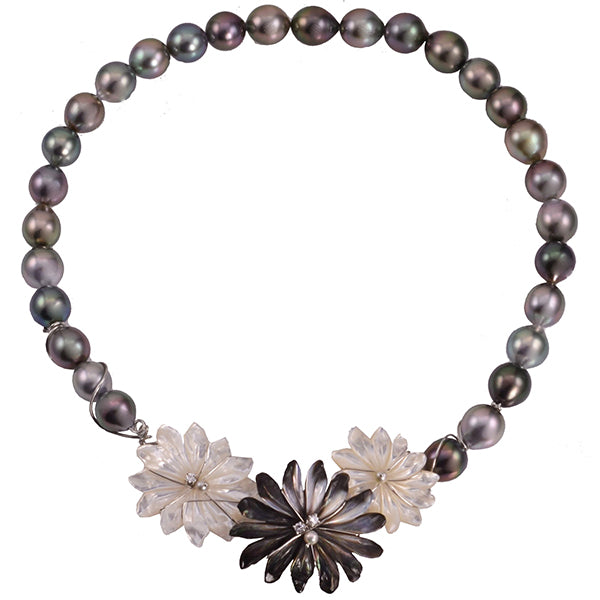 Baroque Pearl, Diamond &amp; Mother of Pearl Necklace