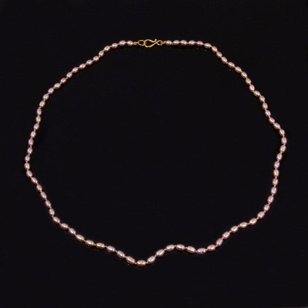 Oval Peach Lavender Pearl Necklace