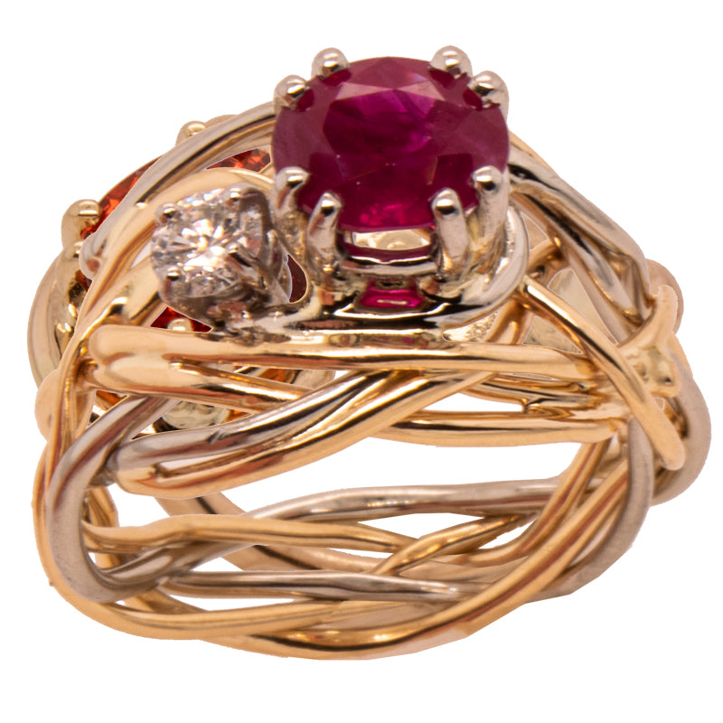 Ruby &amp; Diamond JBG Woven Ring